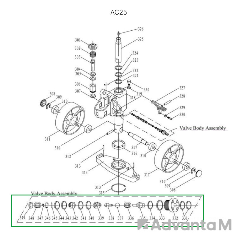 Неразборный клапан для гидравлических тележек AC25  - 1